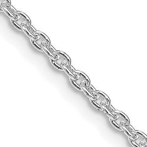 2.25mm Rhodium Plated Sterling Silver Solid Cable Chain Necklace, 18in
